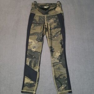 Under Armour Project Rock Leggings Womens Small Green Camo HeatGear Compression